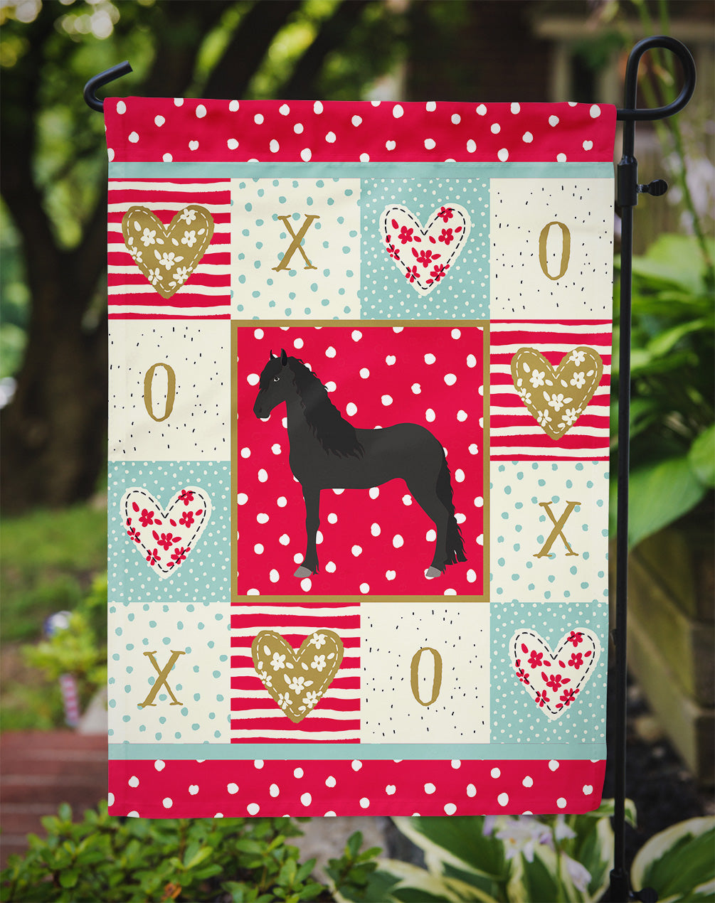 Friesian Horse Love Garden Flag Mailbox Decorative Yard Banner Outside Patio Artwork for Flower Beds, Garden Size, Multicolor