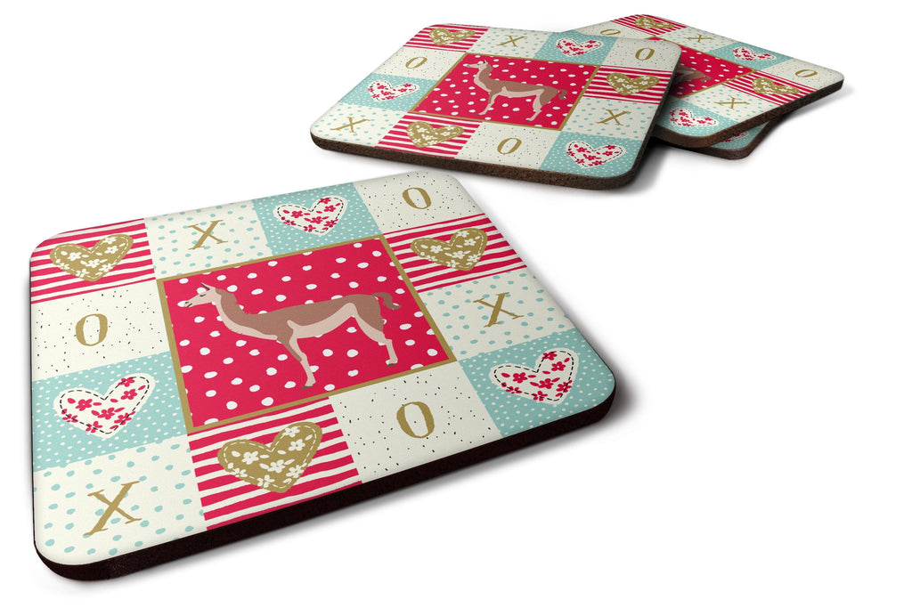 Guanaco Love Foam Coasters Set of 4 Cup Coasters for Indoor Outdoor, Tabletop Protection, Anti Slip, Mouse pad Material