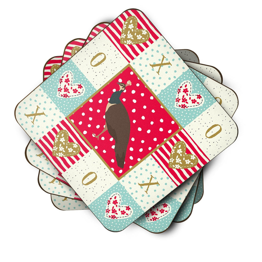 Indian Peahen Peafowl Love Foam Coasters Set of 4 Cup Coasters for Indoor Outdoor, Tabletop Protection, Anti Slip, Mouse pad Material