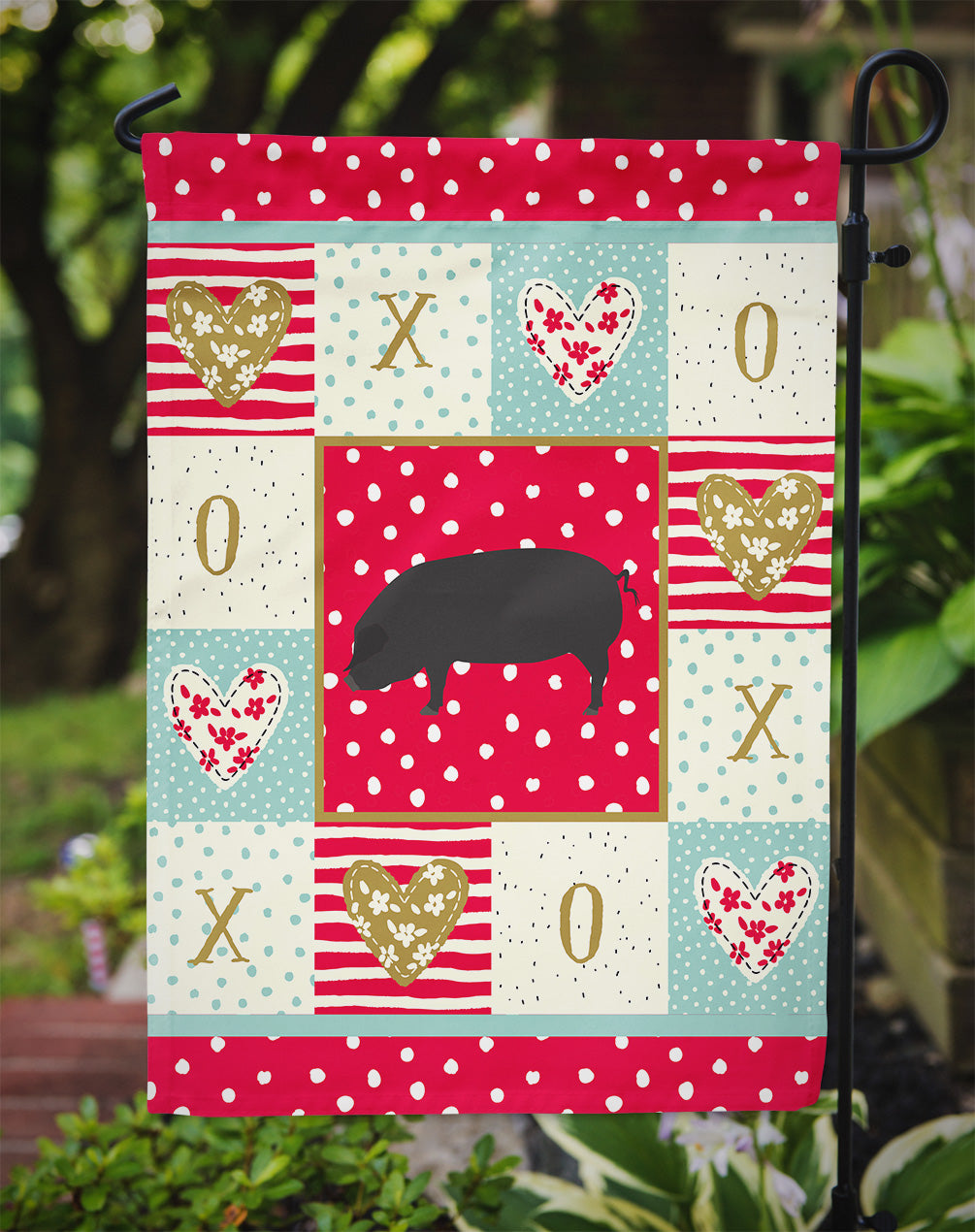 Devon Large Black Pig Love Garden Flag Mailbox Decorative Yard Banner Outside Patio Artwork for Flower Beds, Garden Size, Multicolor