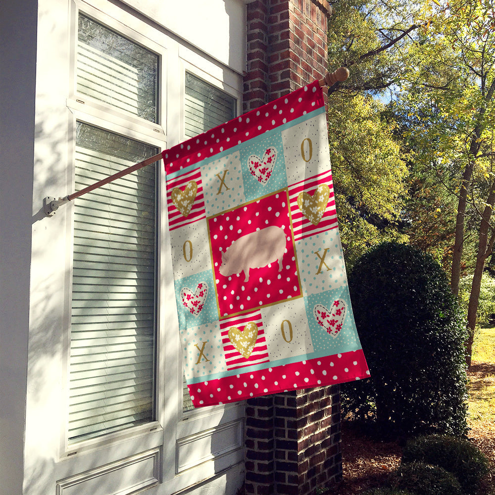 Welsh Pig Love House Flag 28x40 Porch Sleeve Pole Decorative Outside Yard Banner Artwork Wall Hanging, Polyester