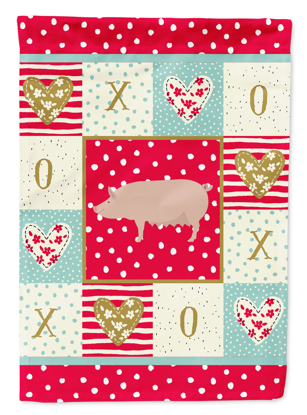 English Large White Pig Love Garden Flag Mailbox Decorative Yard Banner Outside Patio Artwork for Flower Beds, Garden Size, Multicolor