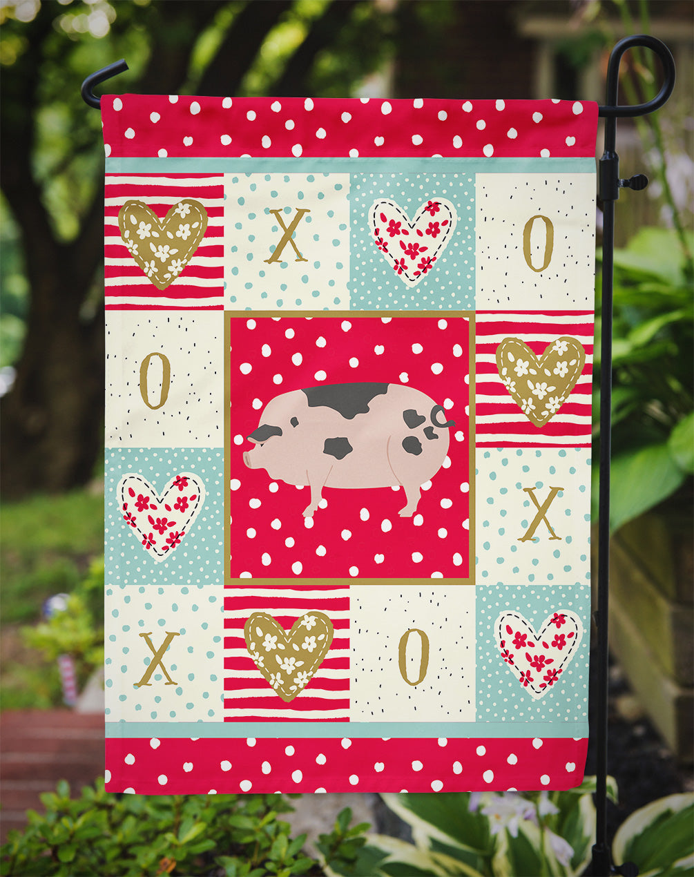 Gloucester Old Spot Pig Love Garden Flag Mailbox Decorative Yard Banner Outside Patio Artwork for Flower Beds, Garden Size, Multicolor