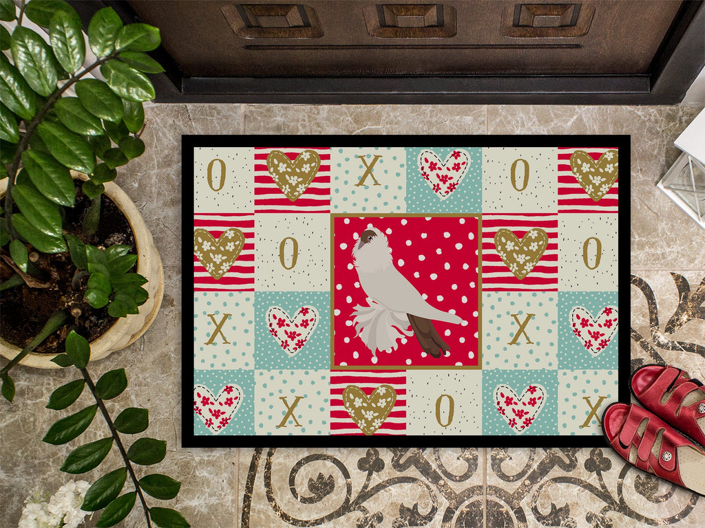German Helmet Pigeon Love Doormat Indoor Outdoor 18H X 27W Front Door Mat Rugs for Entryway, Non Slip Washable