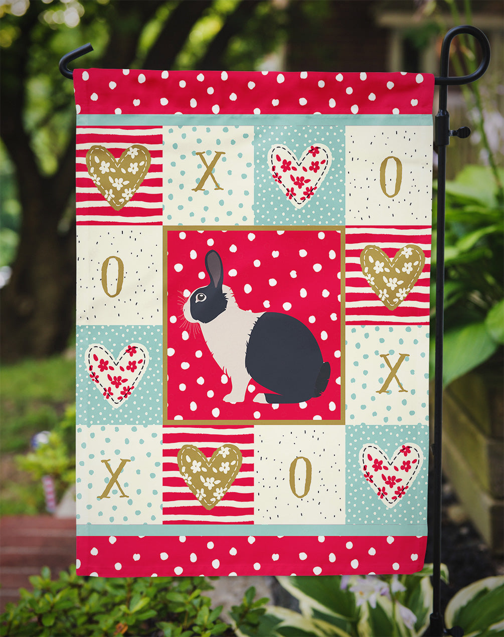 Dutch Rabbit Love Garden Flag Mailbox Decorative Yard Banner Outside Patio Artwork for Flower Beds, Garden Size, Multicolor