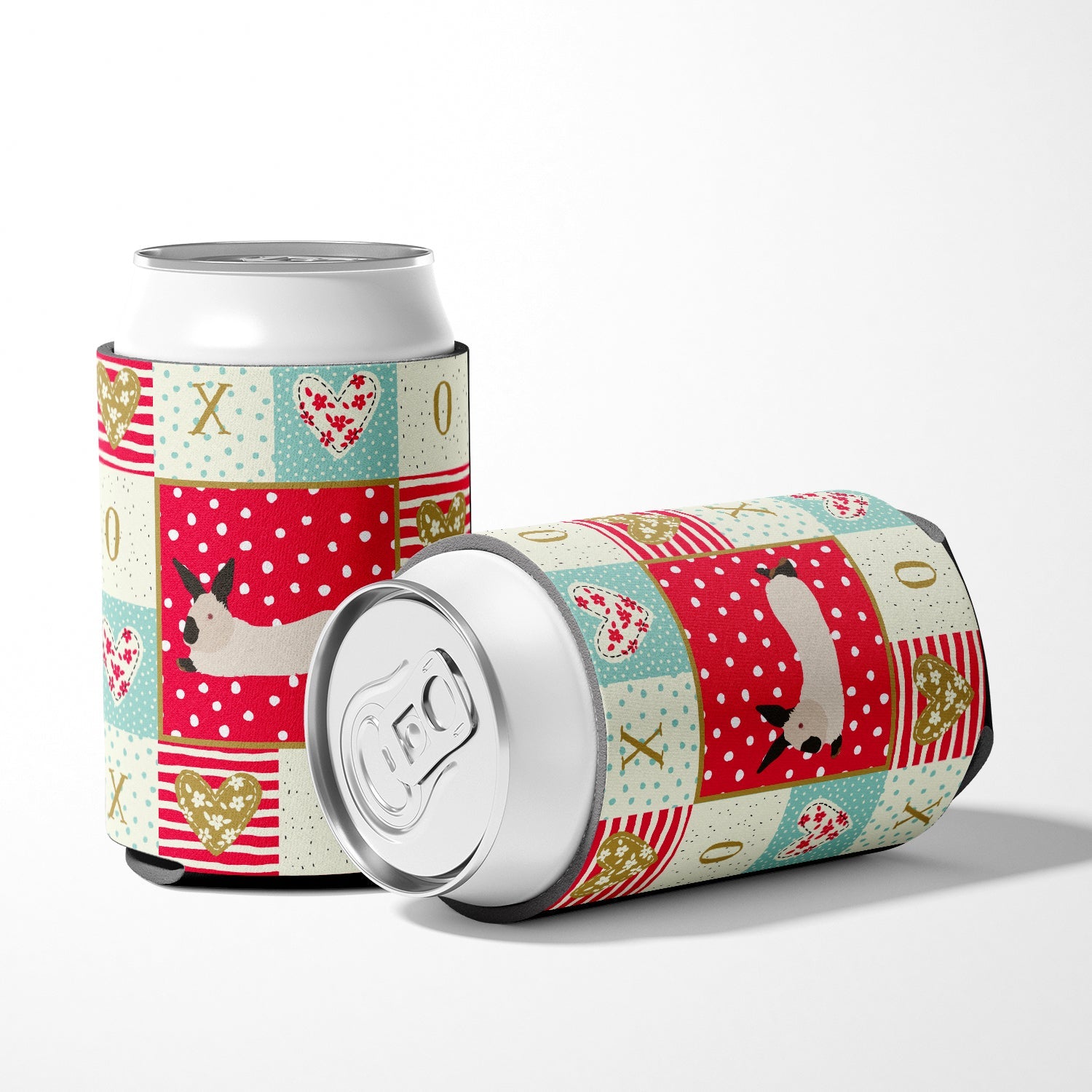 California White Rabbit Love Can or Bottle Hugger Cooler Sleeve for Standard 12 oz Cans, Insulated Foam Beer & Soda Can Hugger Reusable