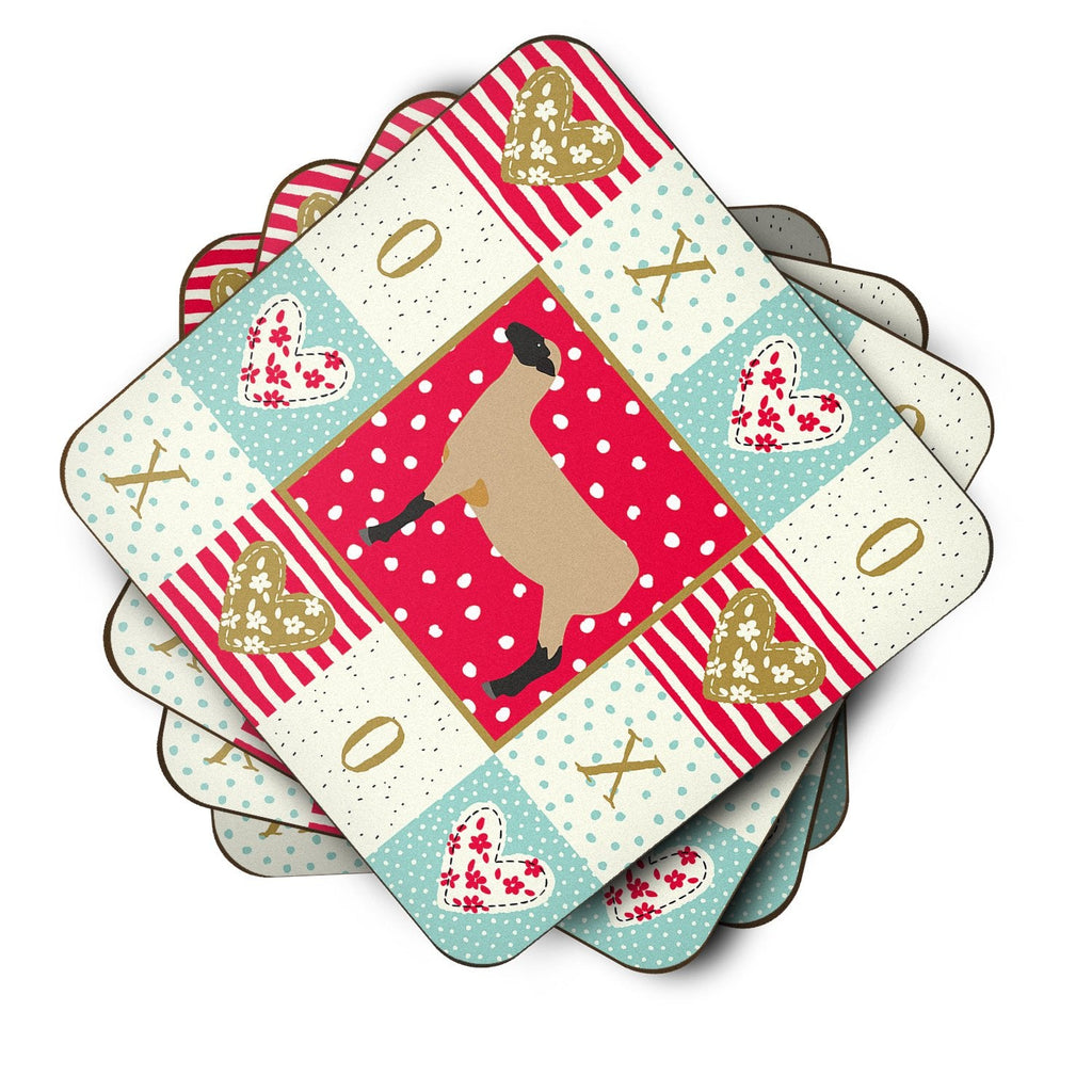 Hampshire Down Sheep Love Foam Coasters Set of 4 Cup Coasters for Indoor Outdoor, Tabletop Protection, Anti Slip, Mouse pad Material
