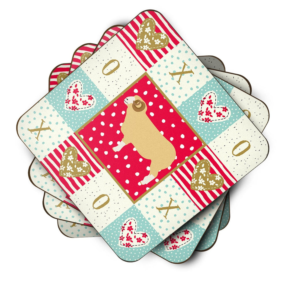 Horned Dorset Sheep Love Foam Coasters Set of 4 Cup Coasters for Indoor Outdoor, Tabletop Protection, Anti Slip, Mouse pad Material