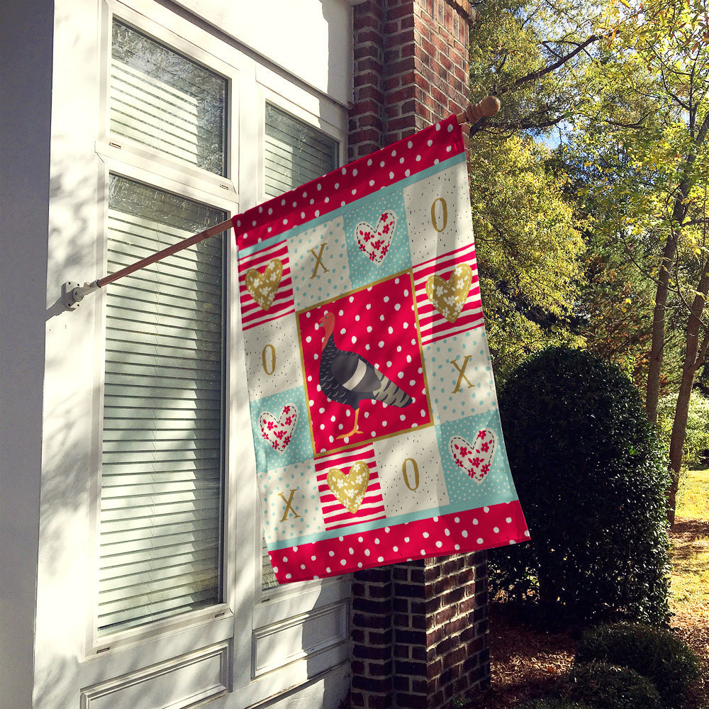 Marragansett Turkey Love House Flag 28x40 Porch Sleeve Pole Decorative Outside Yard Banner Artwork Wall Hanging, Polyester