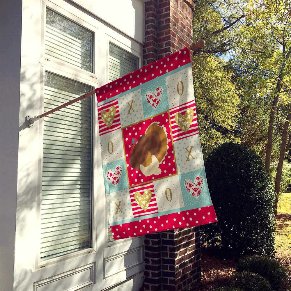 French Turkey Dindon Love House Flag 28x40 Porch Sleeve Pole Decorative Outside Yard Banner Artwork Wall Hanging, Polyester