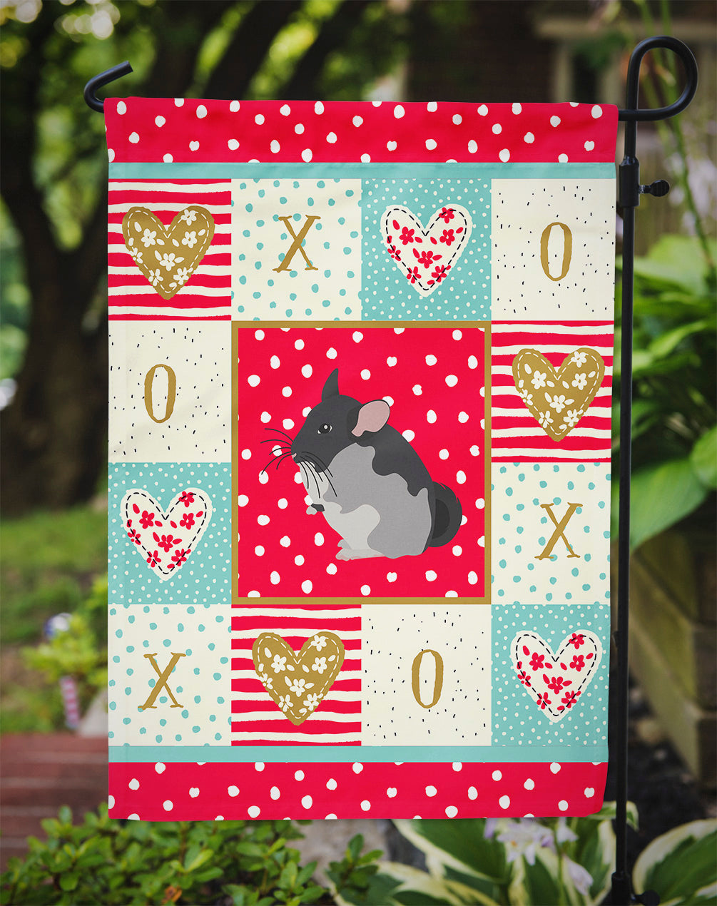 Black Velvet Chinchilla Love Garden Flag Mailbox Decorative Yard Banner Outside Patio Artwork for Flower Beds, Garden Size, Multicolor