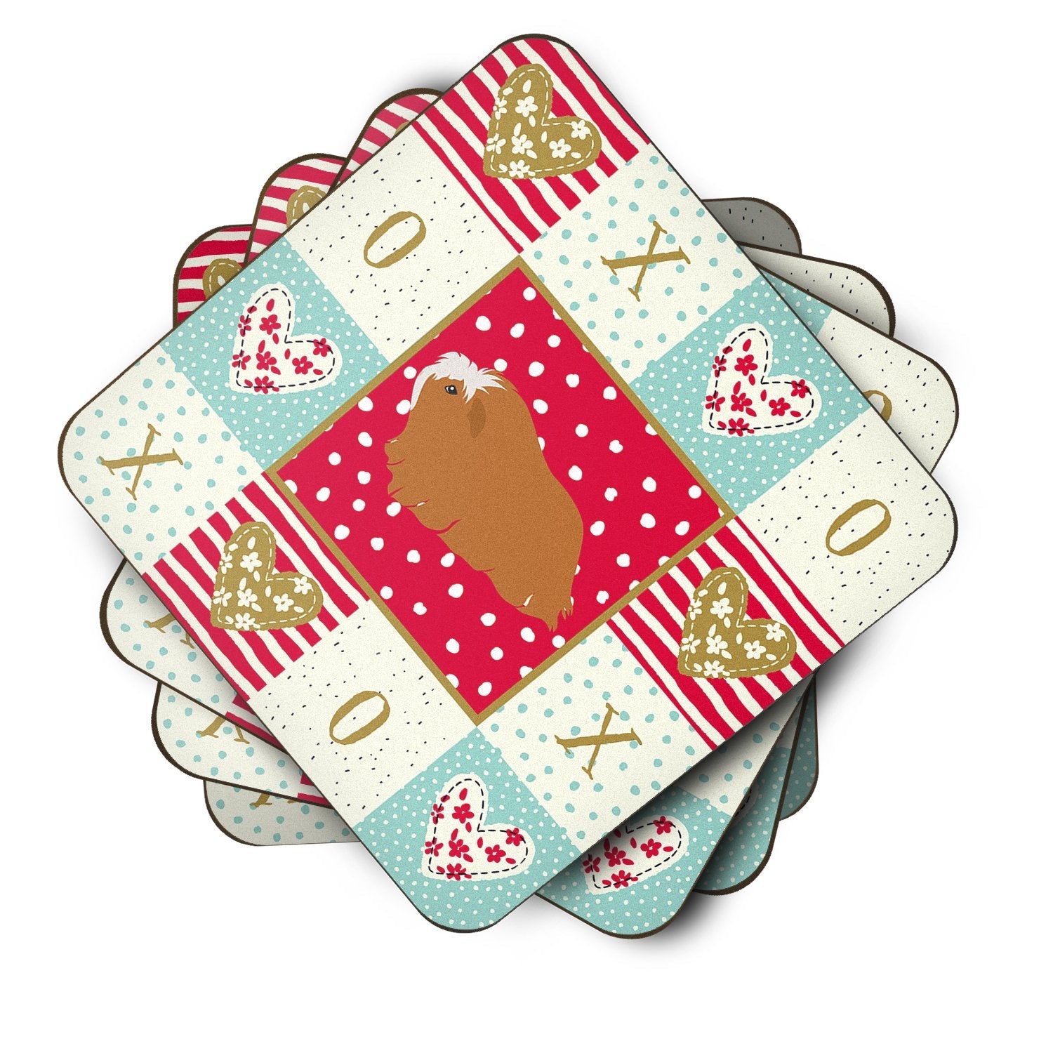 Peruvian Guinea Pig Love Foam Coasters Set of 4 Cup Coasters for Indoor Outdoor, Tabletop Protection, Anti Slip, Mouse pad Material