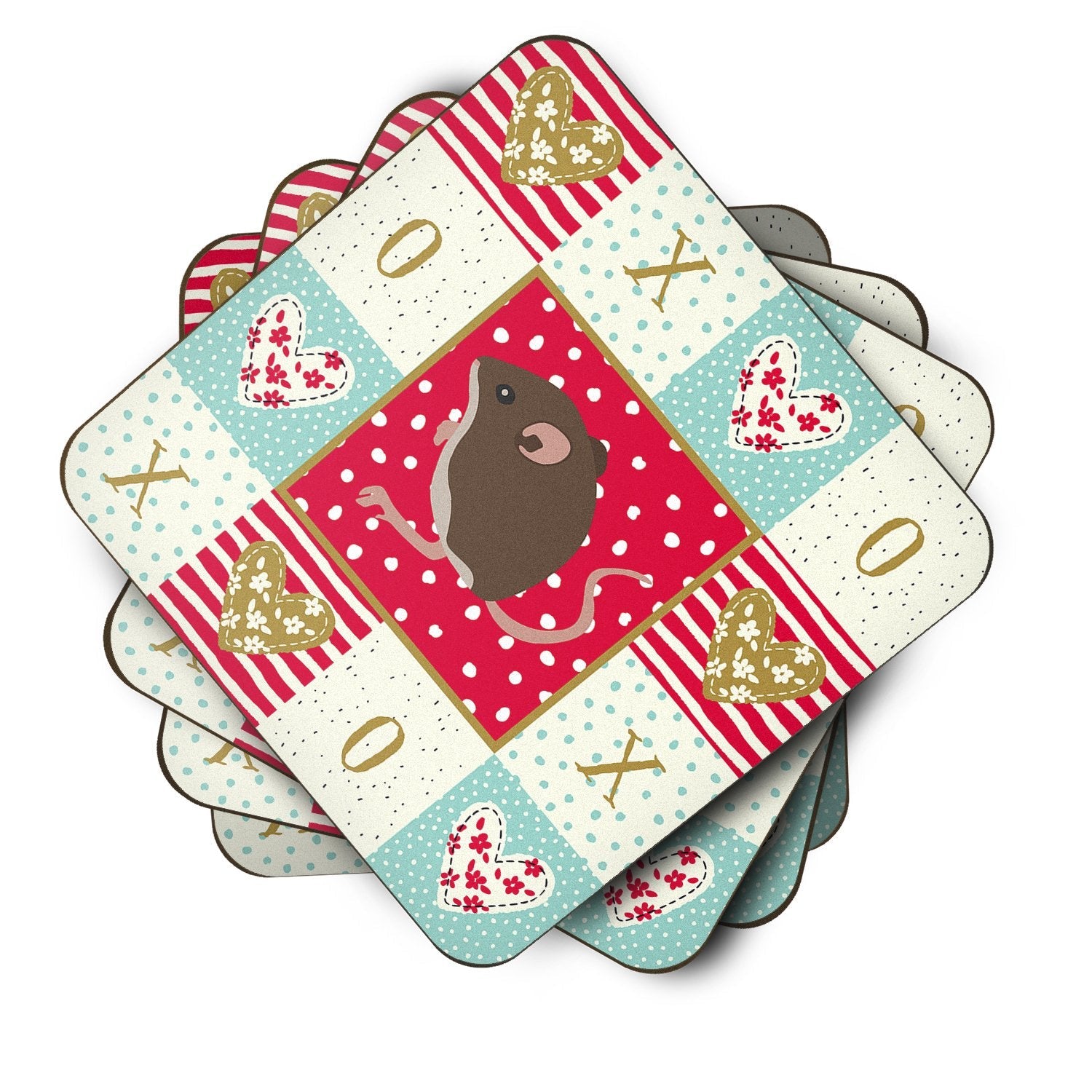 Baby Mouse Love Foam Coasters Set of 4 Cup Coasters for Indoor Outdoor, Tabletop Protection, Anti Slip, Mouse pad Material