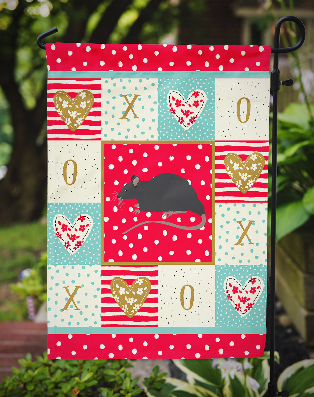 Black Rat Love Garden Flag Mailbox Decorative Yard Banner Outside Patio Artwork for Flower Beds, Garden Size, Multicolor