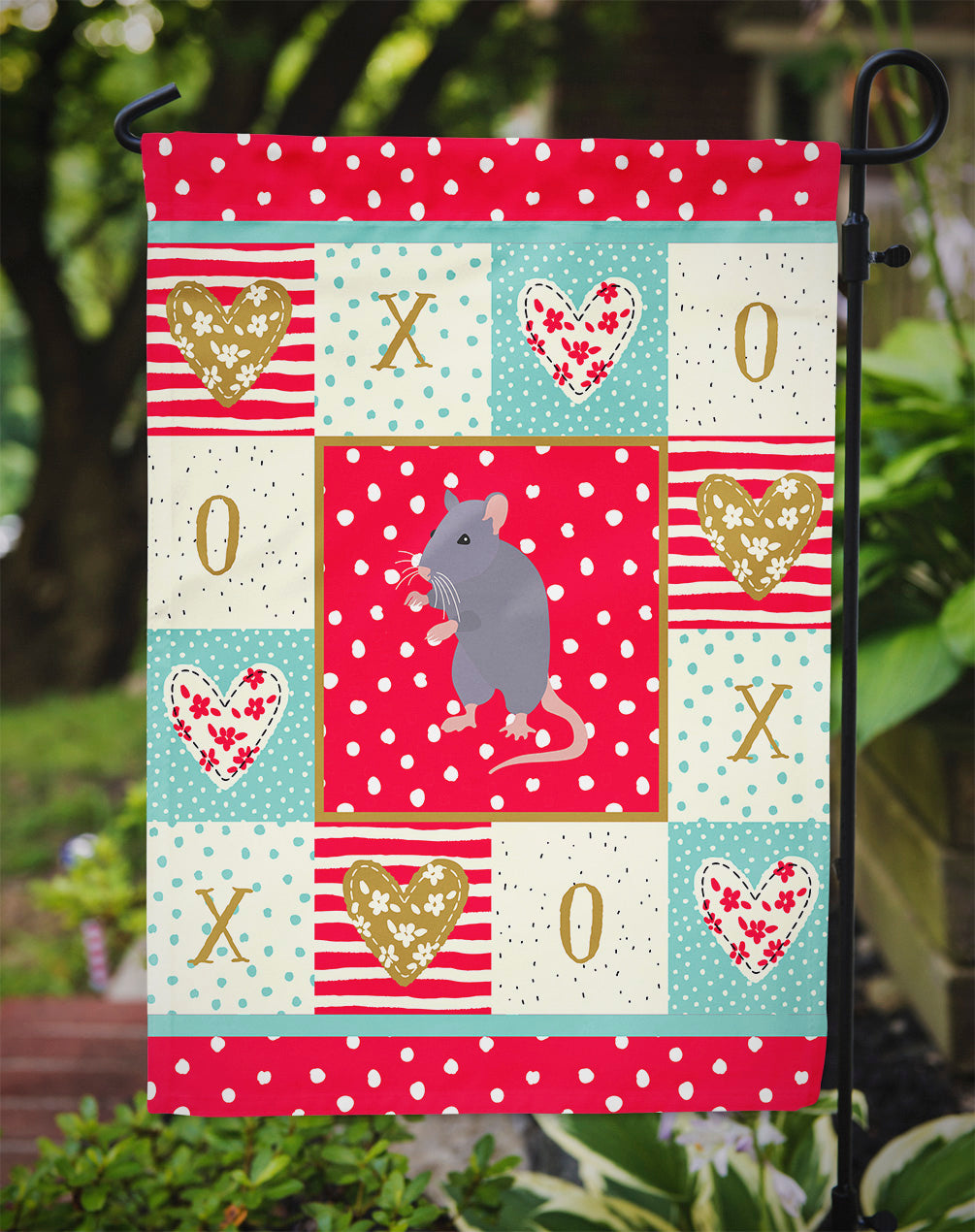 Blue Rat Love Garden Flag Mailbox Decorative Yard Banner Outside Patio Artwork for Flower Beds, Garden Size, Multicolor
