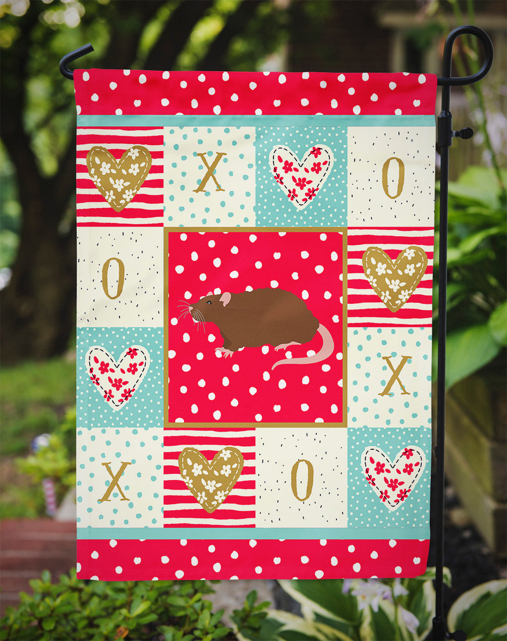 Rex Rat Love Garden Flag Mailbox Decorative Yard Banner Outside Patio Artwork for Flower Beds, Garden Size, Multicolor