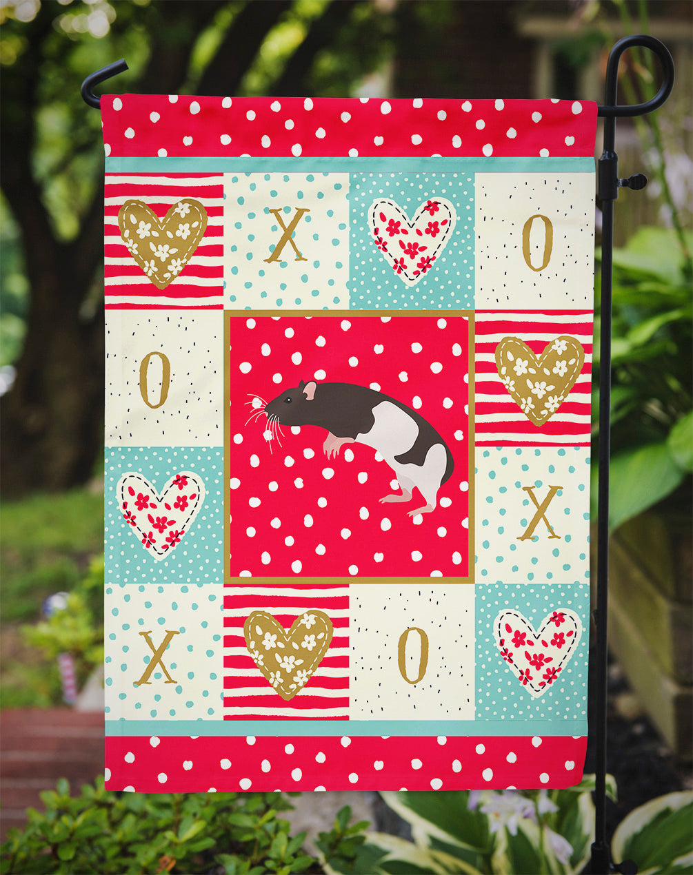 Tailless Rat Love Garden Flag Mailbox Decorative Yard Banner Outside Patio Artwork for Flower Beds, Garden Size, Multicolor