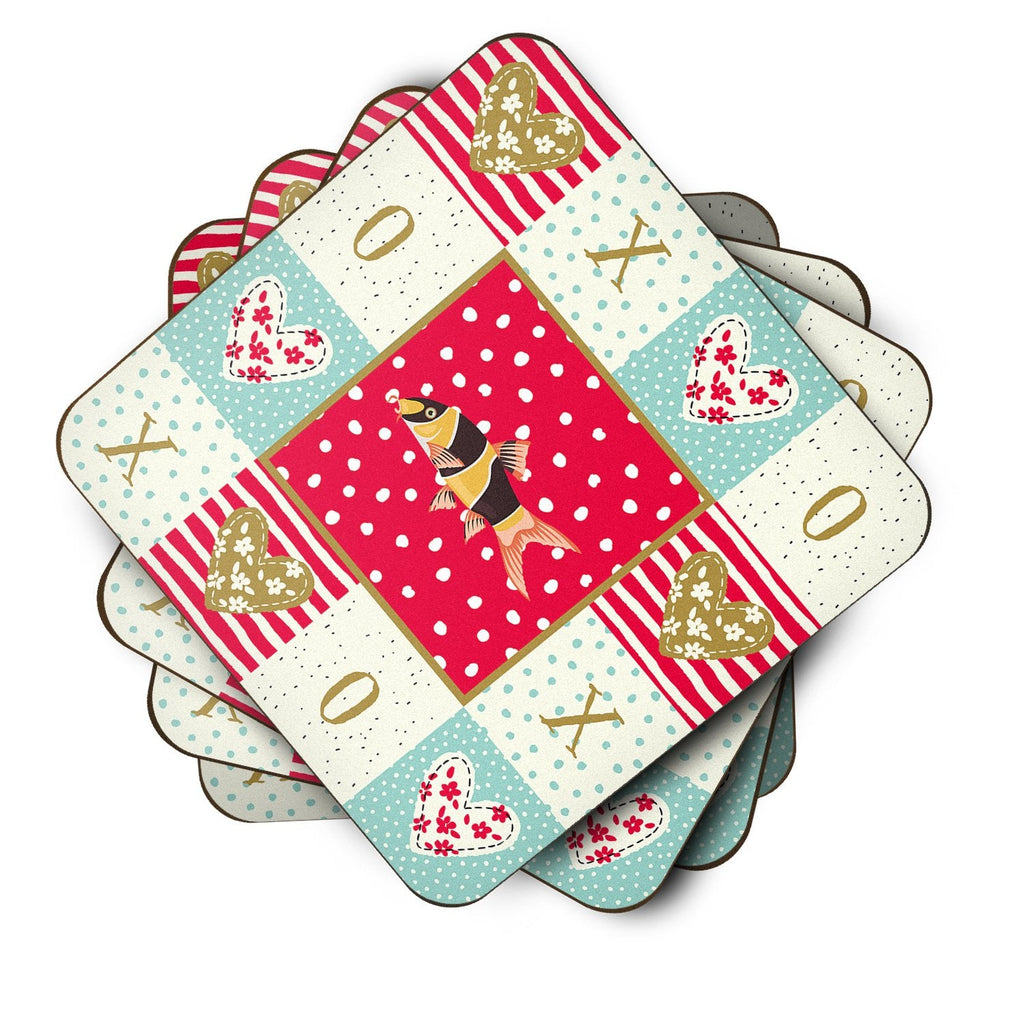Clown Loach Fish Love Foam Coasters Set of 4 Cup Coasters for Indoor Outdoor, Tabletop Protection, Anti Slip, Mouse pad Material
