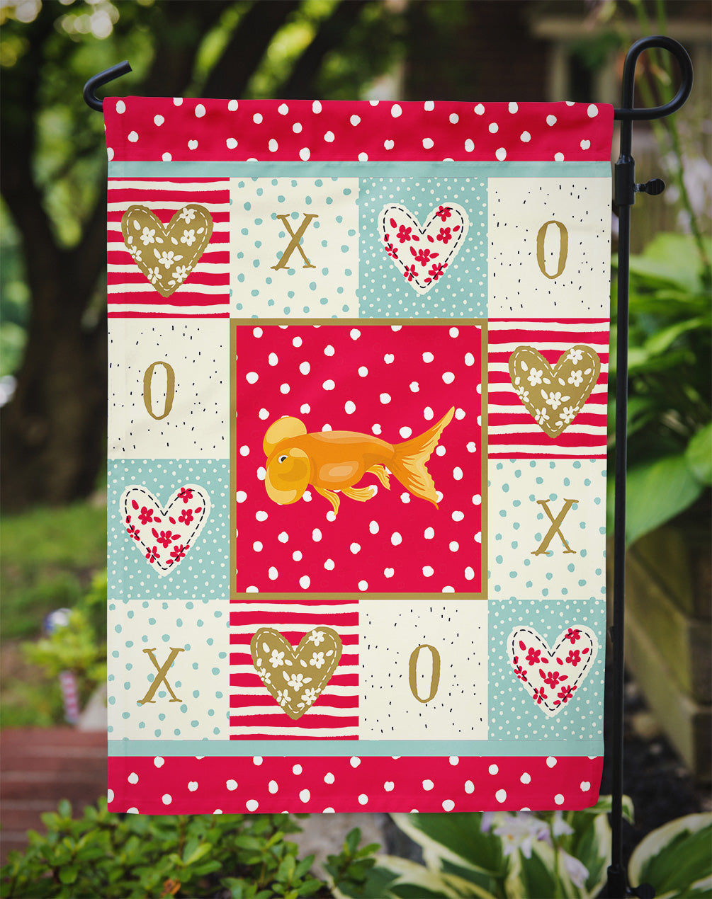 Bubble Eyed Goldfish Love Garden Flag Mailbox Decorative Yard Banner Outside Patio Artwork for Flower Beds, Garden Size, Multicolor