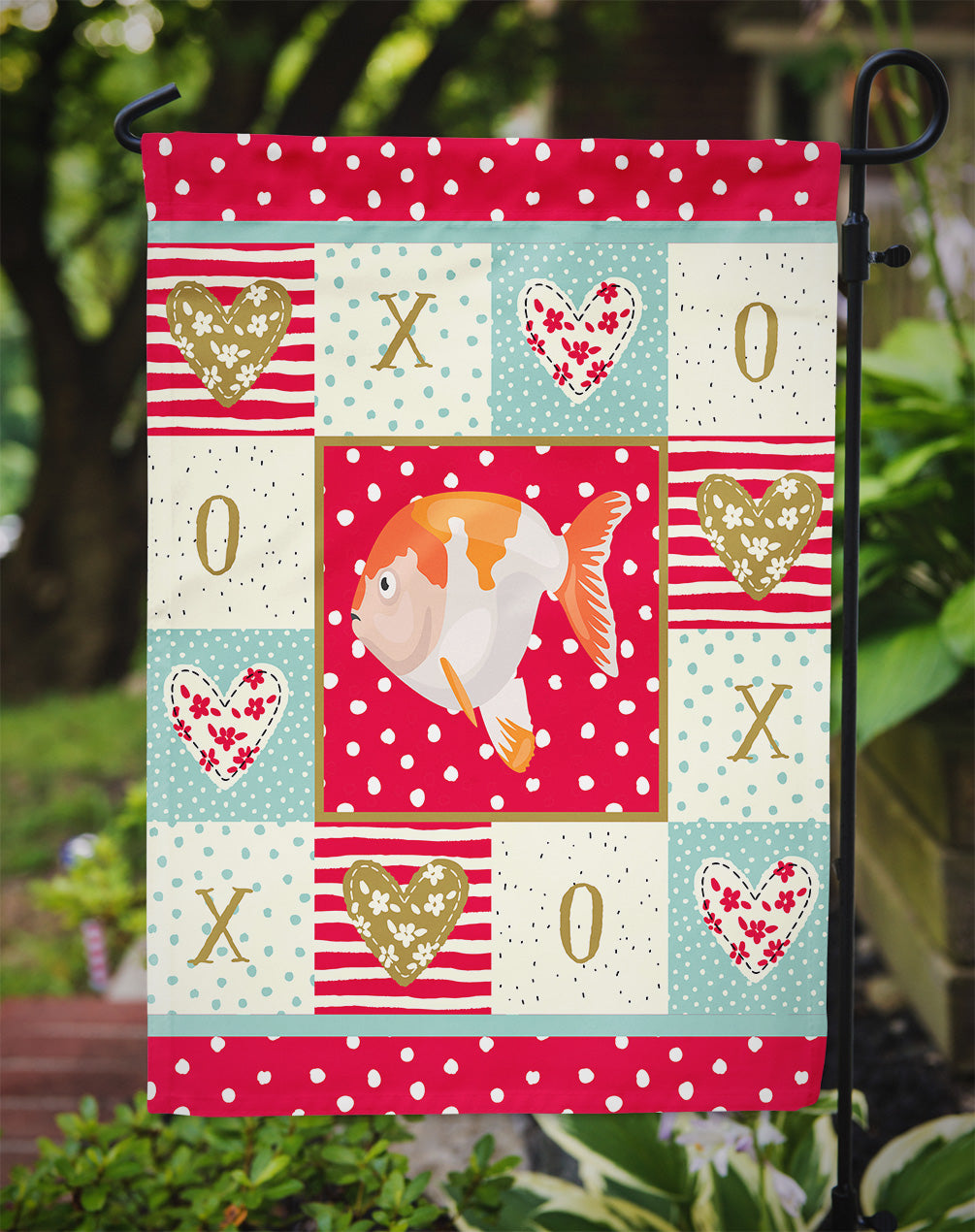 Lionhead Goldfish Love Garden Flag Mailbox Decorative Yard Banner Outside Patio Artwork for Flower Beds, Garden Size, Multicolor