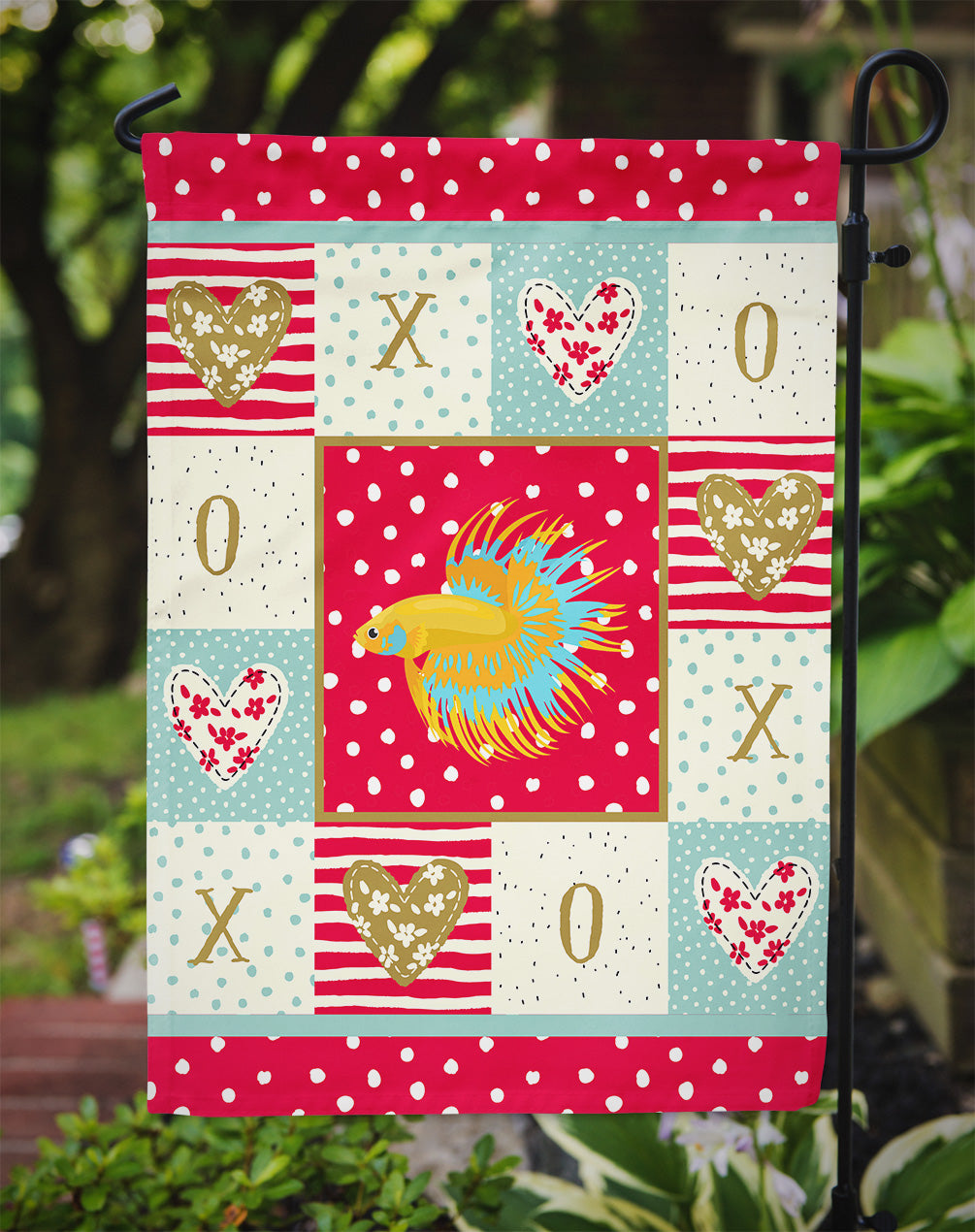 CrownTail Betta Love Garden Flag Mailbox Decorative Yard Banner Outside Patio Artwork for Flower Beds, Garden Size, Multicolor