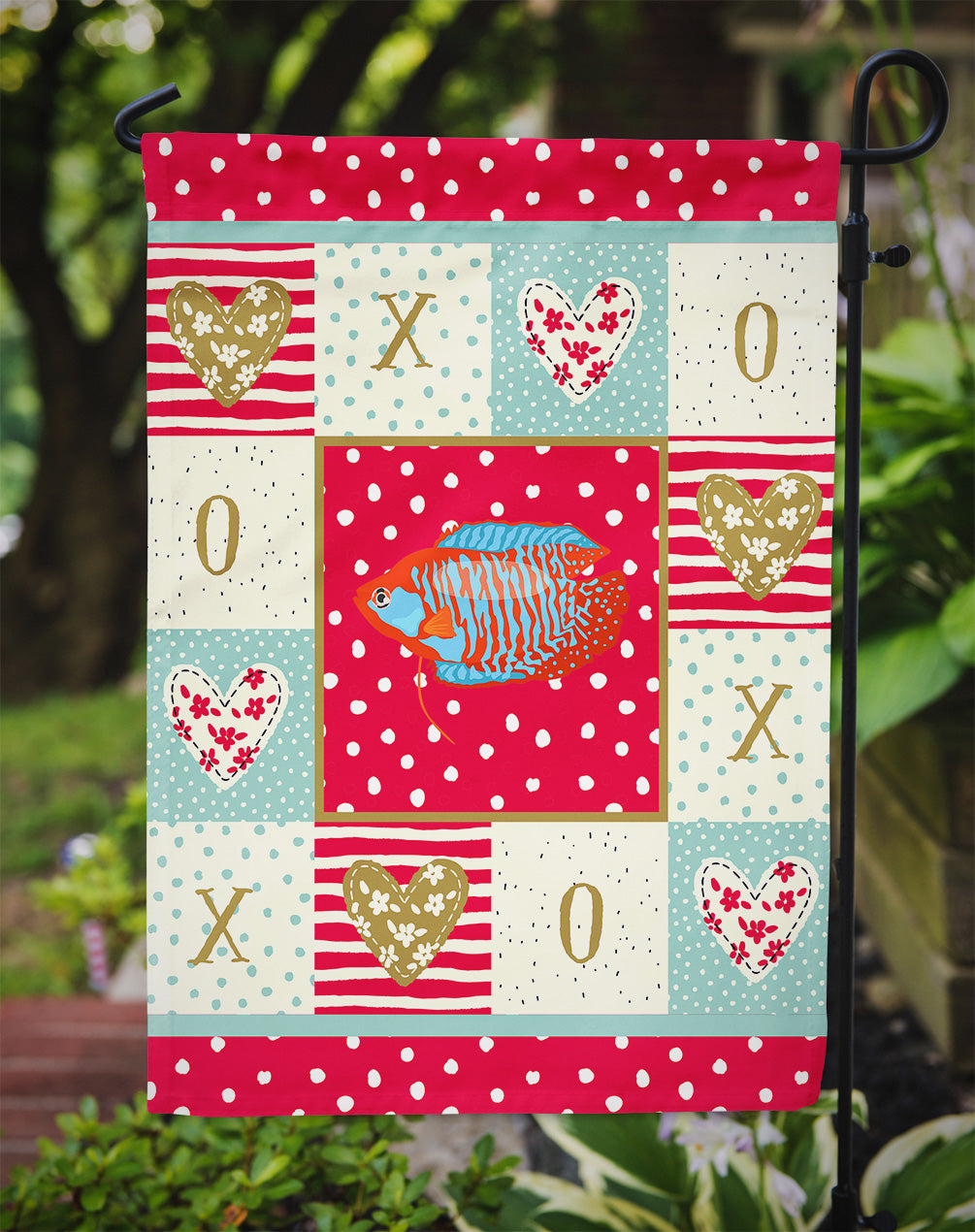 Dwarf Gourami Love Garden Flag Mailbox Decorative Yard Banner Outside Patio Artwork for Flower Beds, Garden Size, Multicolor