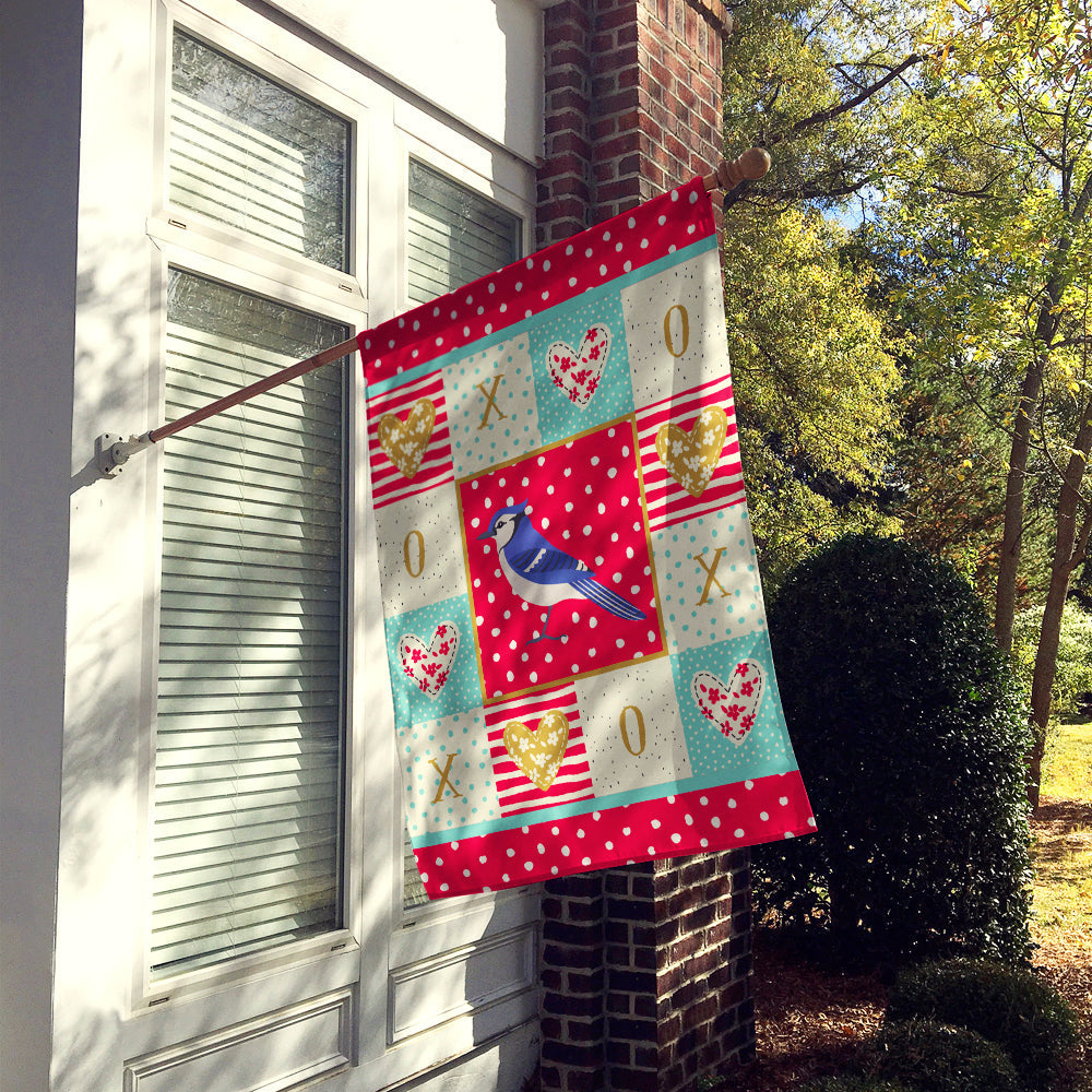 Jay Bird Love House Flag 28x40 Porch Sleeve Pole Decorative Outside Yard Banner Artwork Wall Hanging, Polyester