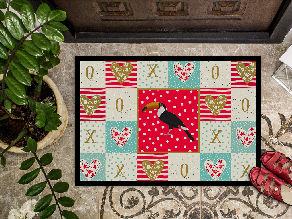 Toucan Love Doormat Indoor Outdoor 24H X 36W Front Door Mat Rugs for Entryway, Non Slip Washable Low Pile,
