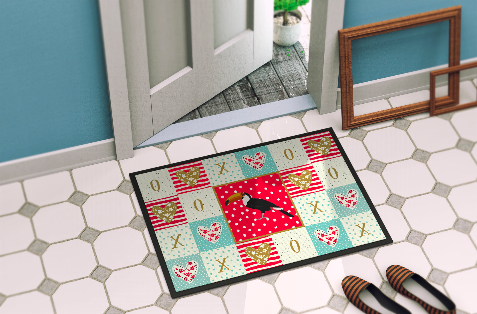 Toucan Love Doormat Indoor Outdoor 24H X 36W Front Door Mat Rugs for Entryway, Non Slip Washable Low Pile,