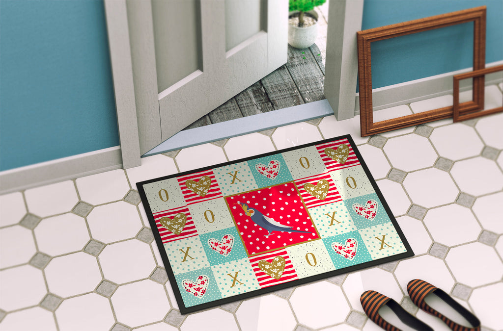 Cockatiel Love Doormat Indoor Outdoor 18H X 27W Front Door Mat Rugs for Entryway, Non Slip Washable