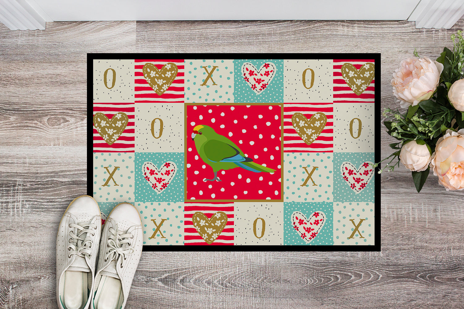 New Zealand Parakeet Love Doormat Indoor Outdoor 18H X 27W Front Door Mat Rugs for Entryway, Non Slip Washable