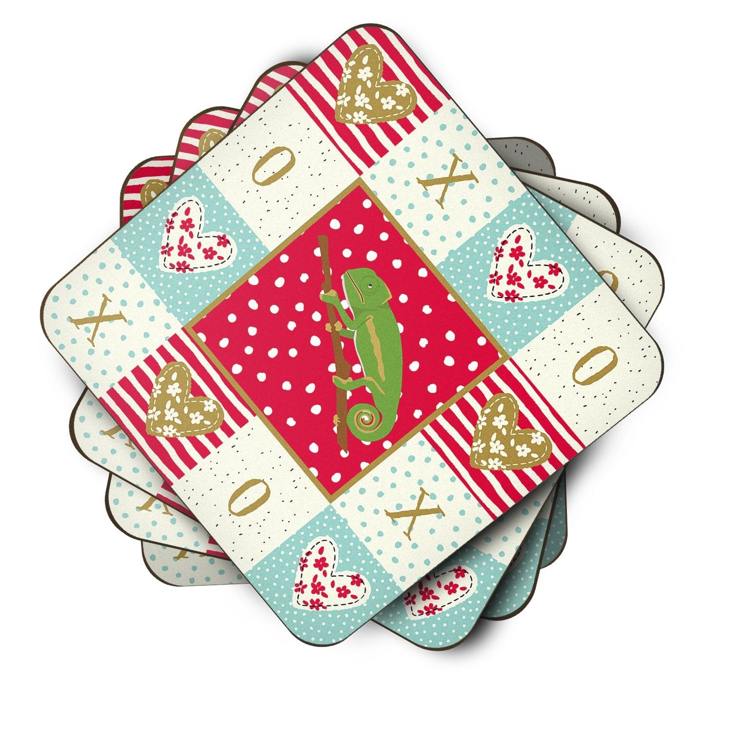 Chameleon Foam Coasters Set of 4 Cup Coasters for Indoor Outdoor, Tabletop Protection, Anti Slip, Mouse pad Material