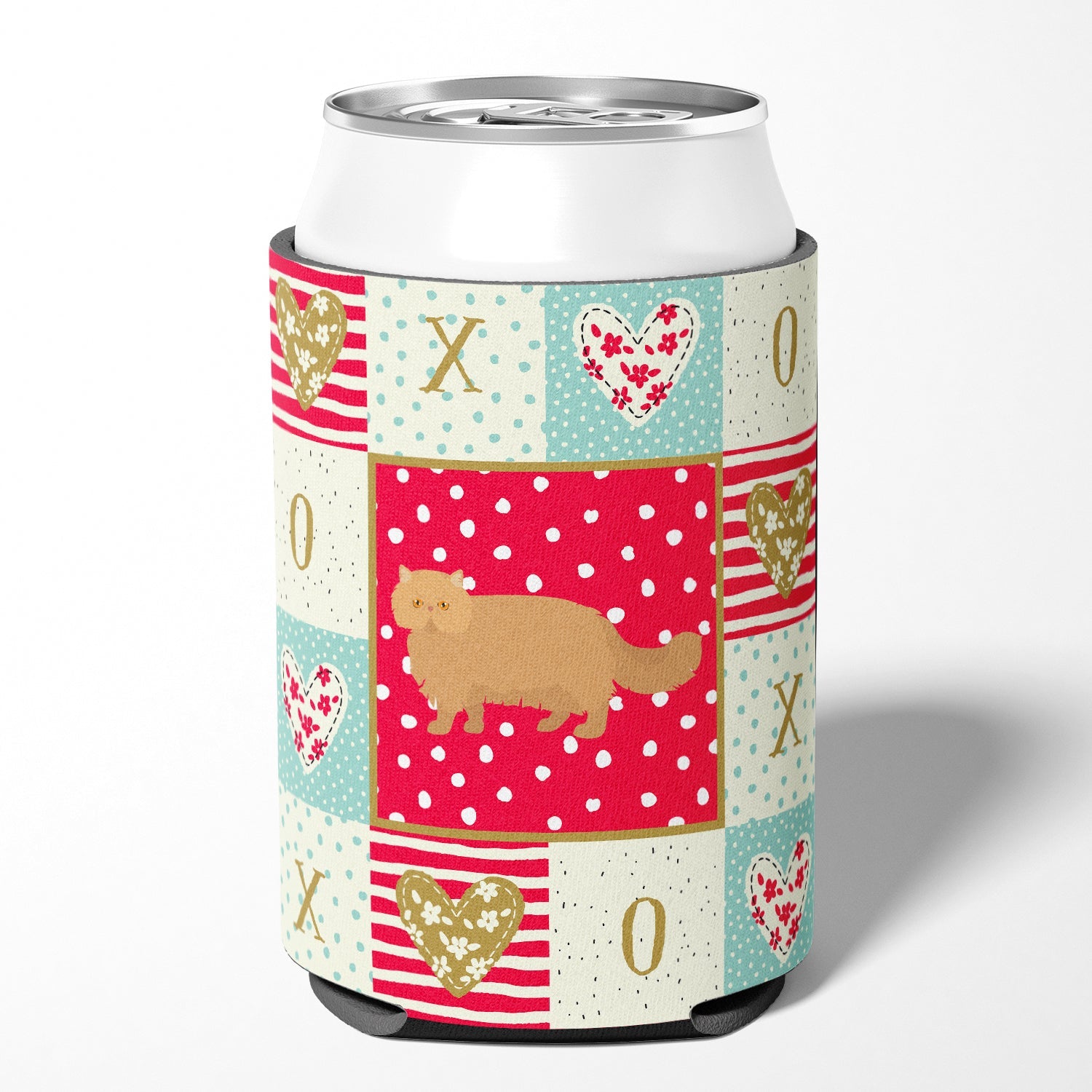 Persian Modern Cat Love Can or Bottle Hugger Cooler Sleeve for Standard 12 oz Cans, Insulated Foam Beer & Soda Can Hugger Reusable