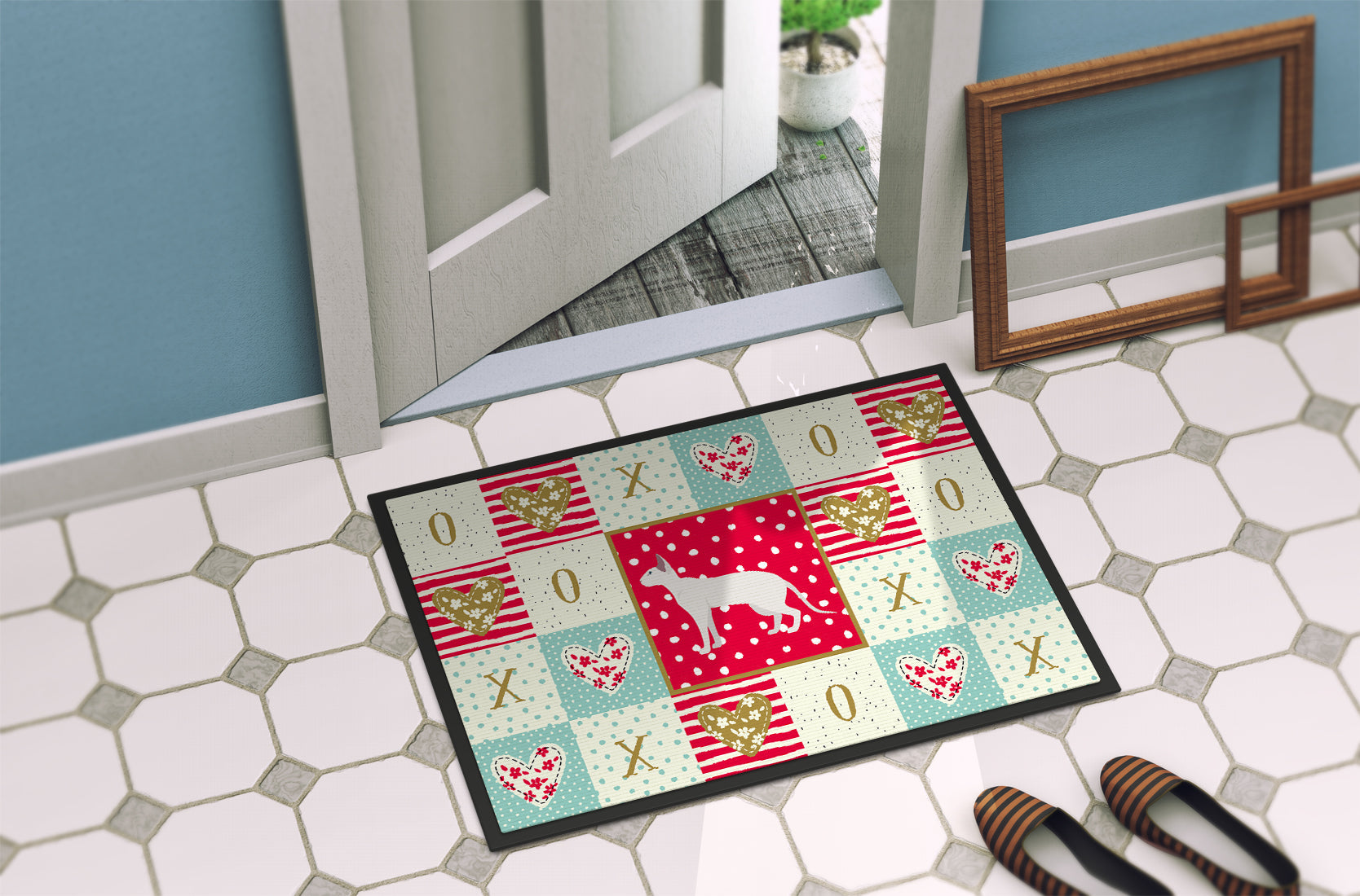 Peterbald #2 Cat Love Doormat Indoor Outdoor 18H X 27W Front Door Mat Rugs for Entryway, Non Slip Washable