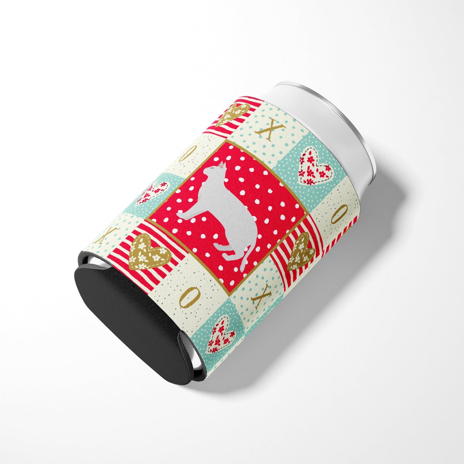 Russian White Black #2 Cat Love Can or Bottle Hugger Cooler Sleeve for Standard 12 oz Cans, Insulated Foam Beer & Soda Can Hugger Reusable