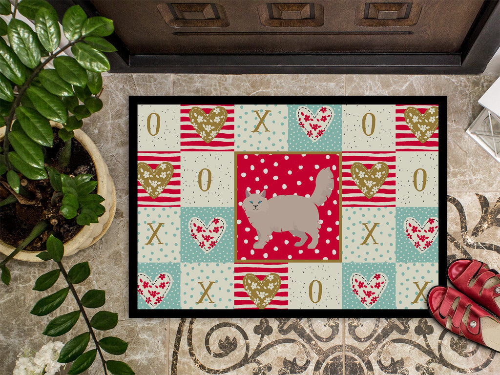 Siberian Forest #2 Cat Love Doormat Indoor Outdoor 18H X 27W Front Door Mat Rugs for Entryway, Non Slip Washable