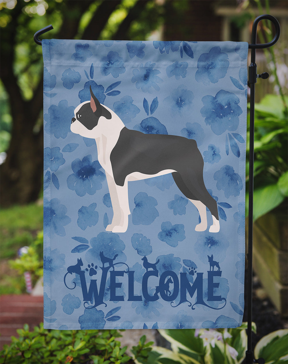Boston Terrier Welcome Garden Flag Mailbox Decorative Yard Banner Outside Patio Artwork for Flower Beds, Garden Size, Multicolor