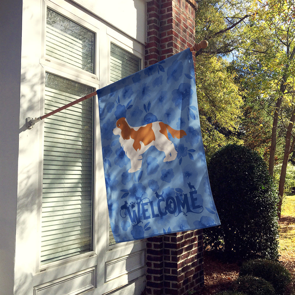 Blenheim Cavalier Spaniel Welcome House Flag 28x40 Porch Sleeve Pole Decorative Outside Yard Banner Artwork Wall Hanging, Polyester