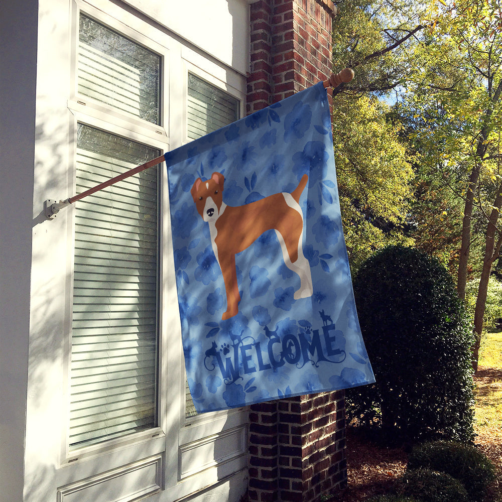 Rat Terrier Welcome House Flag 28x40 Porch Sleeve Pole Decorative Outside Yard Banner Artwork Wall Hanging, Polyester