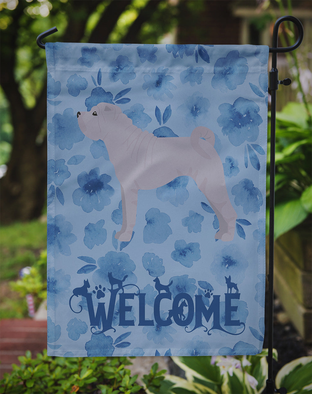 Shar Pei #1 Welcome Garden Flag Mailbox Decorative Yard Banner Outside Patio Artwork for Flower Beds, Garden Size, Multicolor