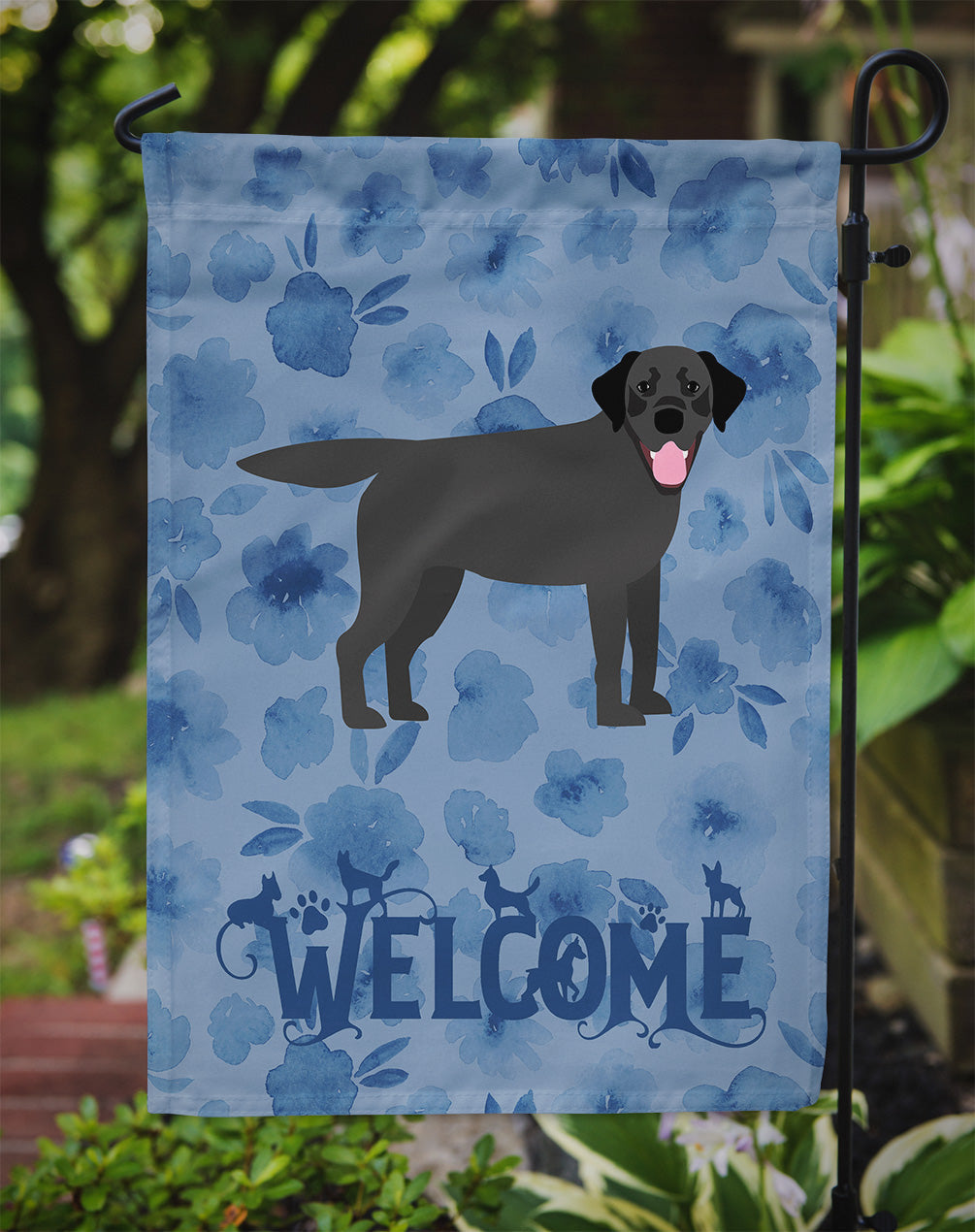 Black Labrador Retriever Welcome Garden Flag Mailbox Decorative Yard Banner Outside Patio Artwork for Flower Beds, Garden Size, Multicolor