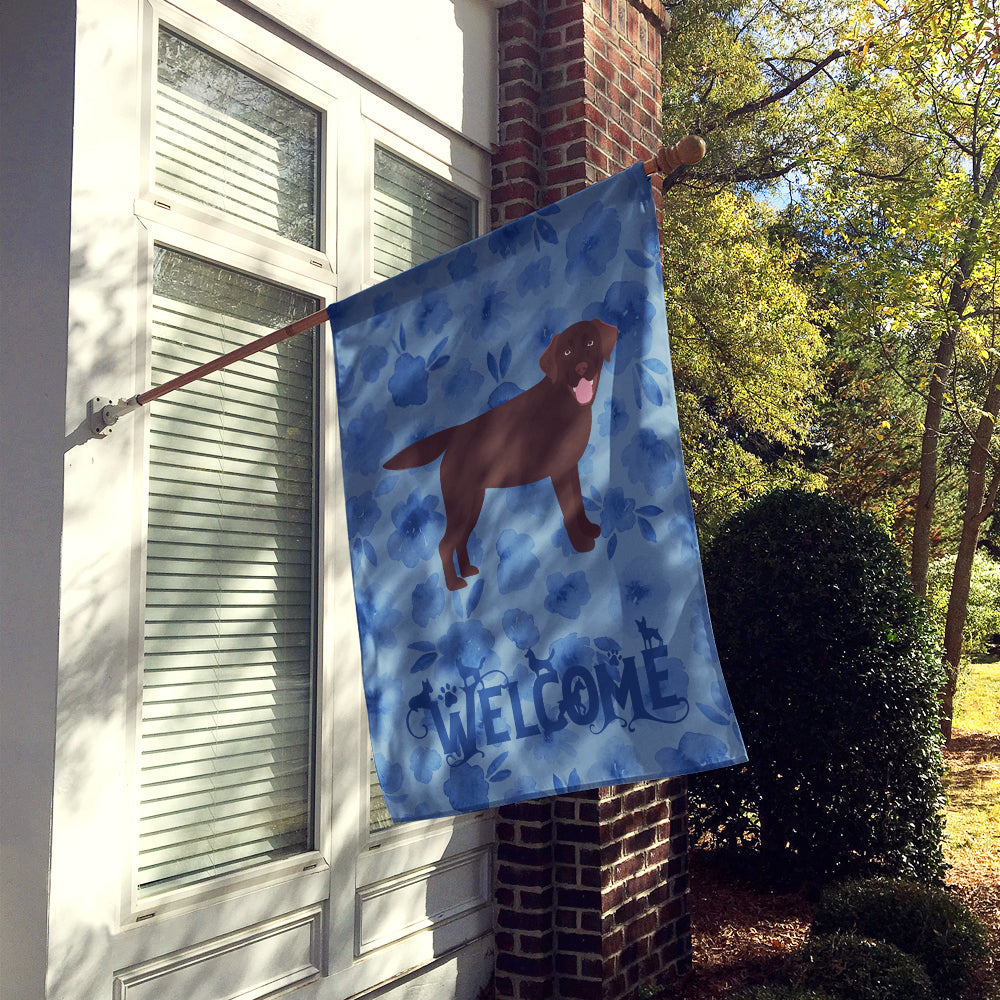 Chocolate Labrador Retriever Welcome House Flag 28x40 Porch Sleeve Pole Decorative Outside Yard Banner Artwork Wall Hanging, Polyester