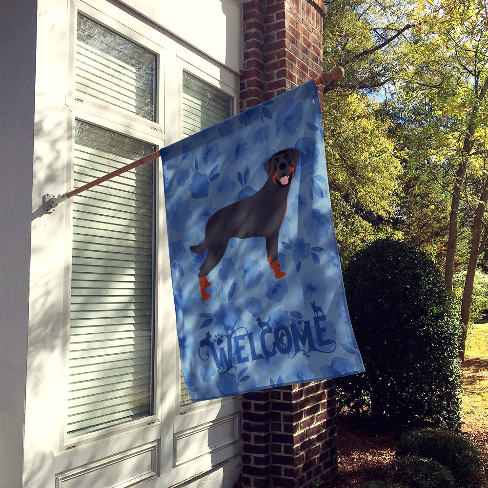 Rottweiler Welcome House Flag 28x40 Porch Sleeve Pole Decorative Outside Yard Banner Artwork Wall Hanging, Polyester