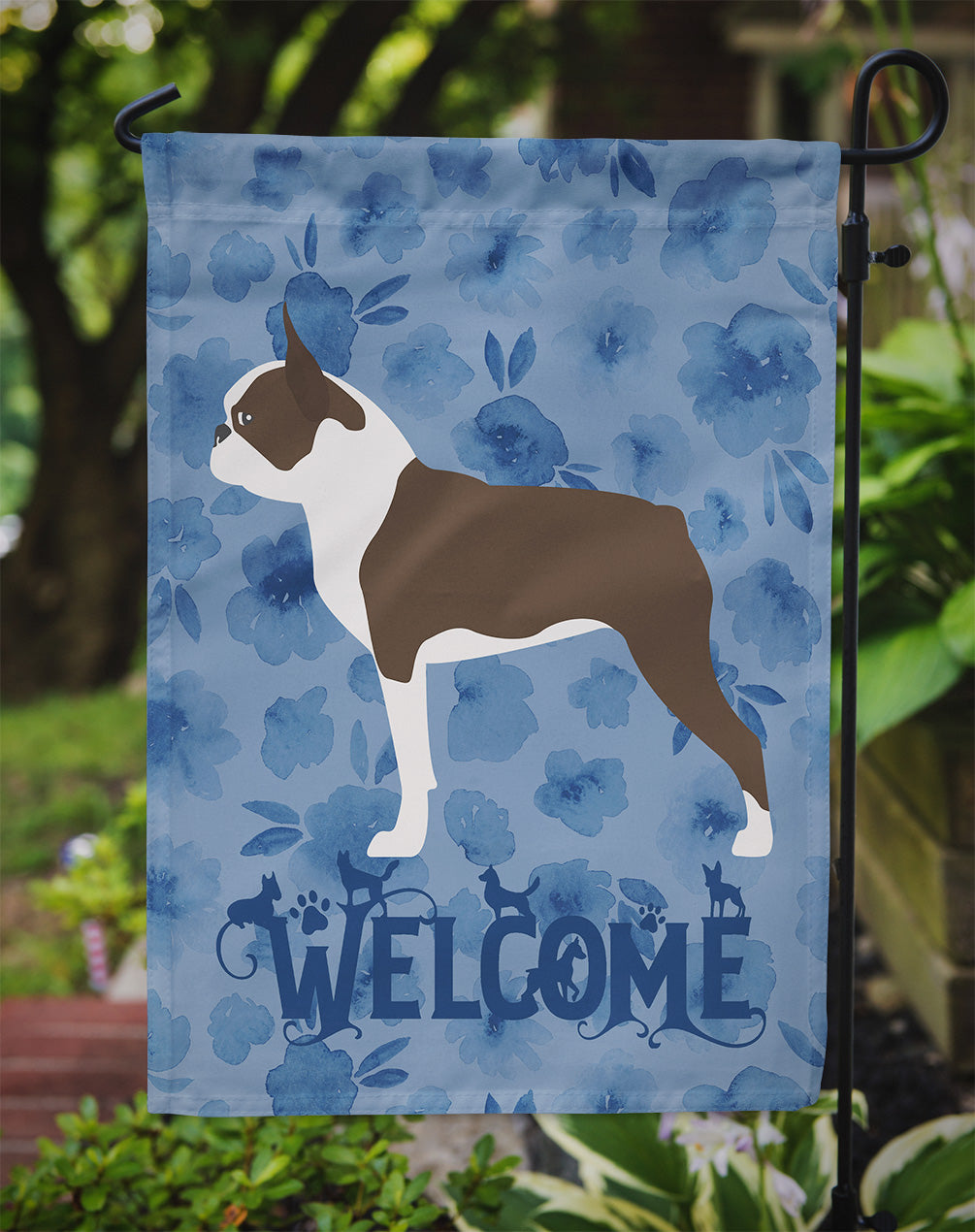Boston Terrier Welcome Garden Flag Mailbox Decorative Yard Banner Outside Patio Artwork for Flower Beds, Garden Size, Multicolor