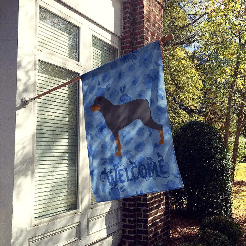 Rottweiler Welcome House Flag 28x40 Porch Sleeve Pole Decorative Outside Yard Banner Artwork Wall Hanging, Polyester