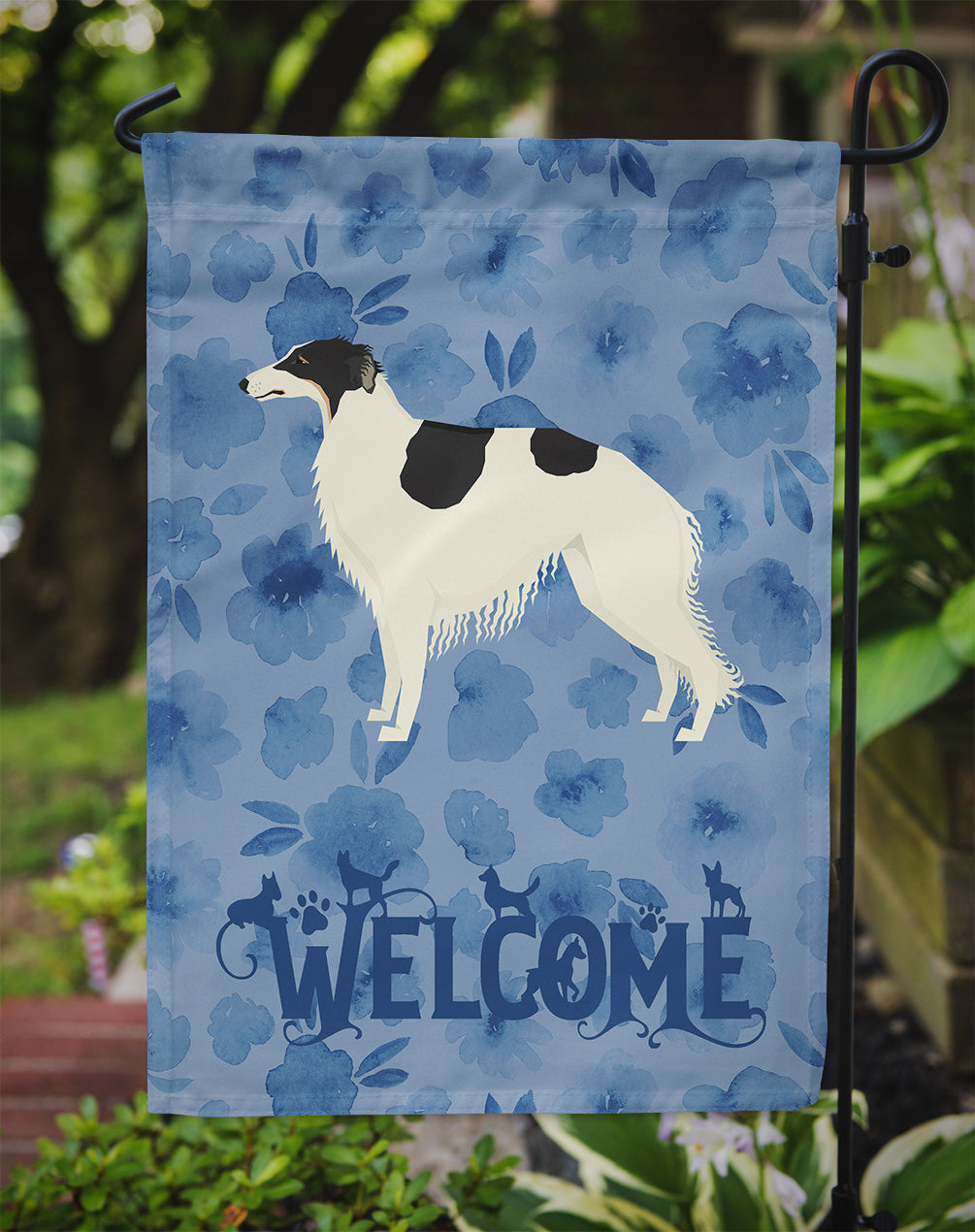 Borzoi Welcome Garden Flag Mailbox Decorative Yard Banner Outside Patio Artwork for Flower Beds, Garden Size, Multicolor