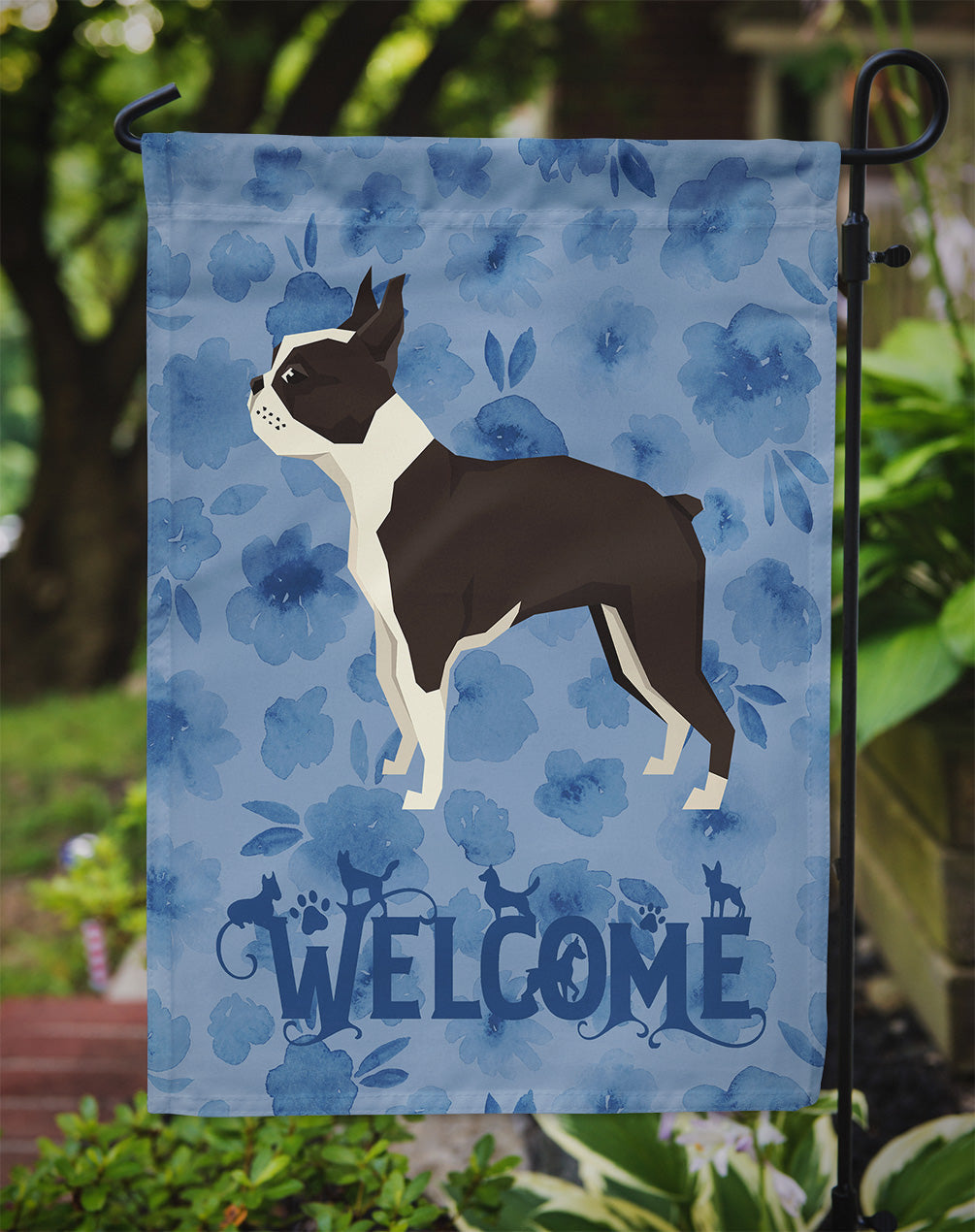 Boston Terrier Welcome Garden Flag Mailbox Decorative Yard Banner Outside Patio Artwork for Flower Beds, Garden Size, Multicolor