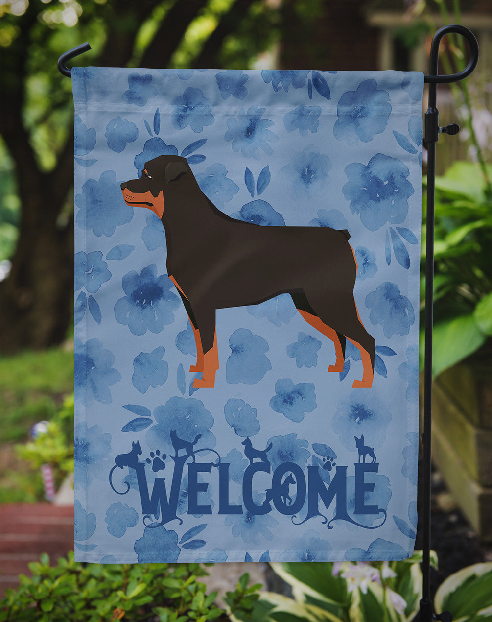Rottweiler Welcome Garden Flag Mailbox Decorative Yard Banner Outside Patio Artwork for Flower Beds, Garden Size, Multicolor
