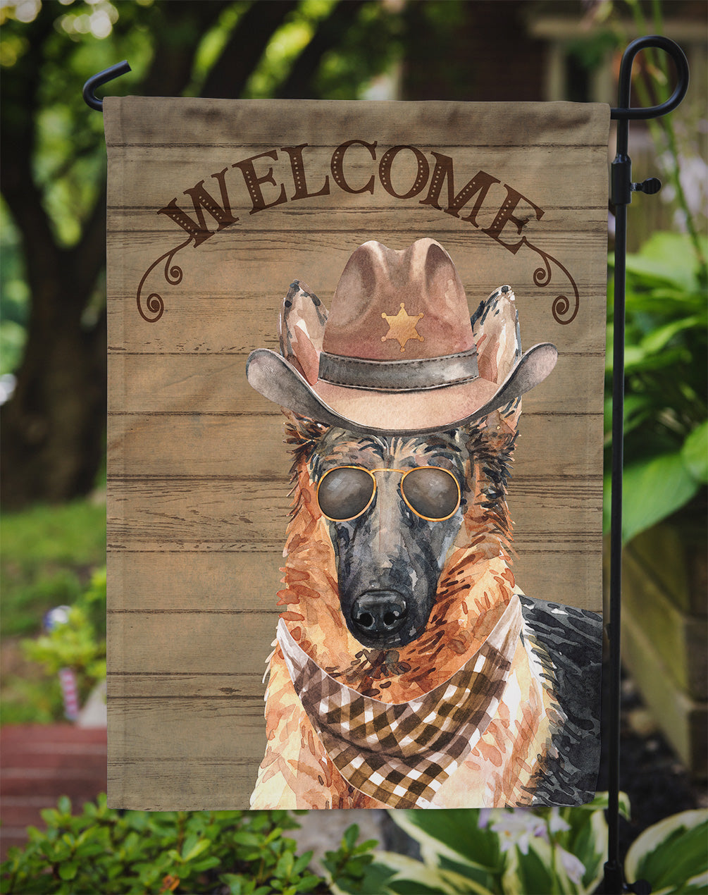 German Shepherd Country Dog Garden Flag Mailbox Decorative Yard Banner Outside Patio Artwork for Flower Beds, Garden Size, Multicolor