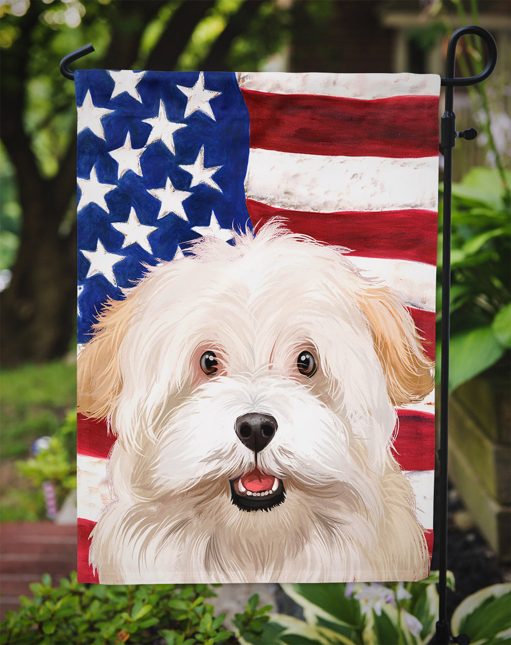 Alpine Spaniel American Flag Garden Flag Mailbox Decorative Yard Banner Outside Patio Artwork for Flower Beds, Garden Size, Multicolor